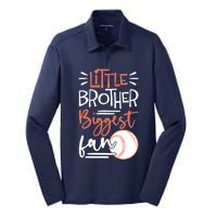 Little Brother Biggest Fan Baseball Season Silk Touch Performance Long Sleeve Polo