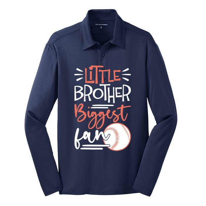 Little Brother Biggest Fan Baseball Season Silk Touch Performance Long Sleeve Polo