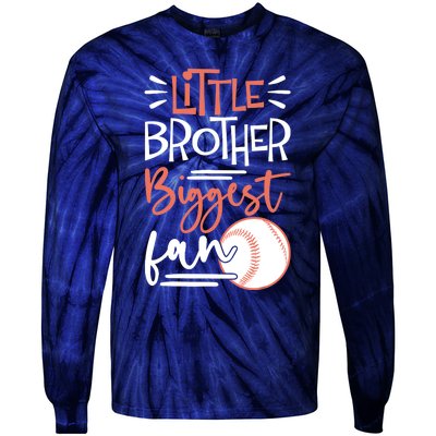 Little Brother Biggest Fan Baseball Season Tie-Dye Long Sleeve Shirt