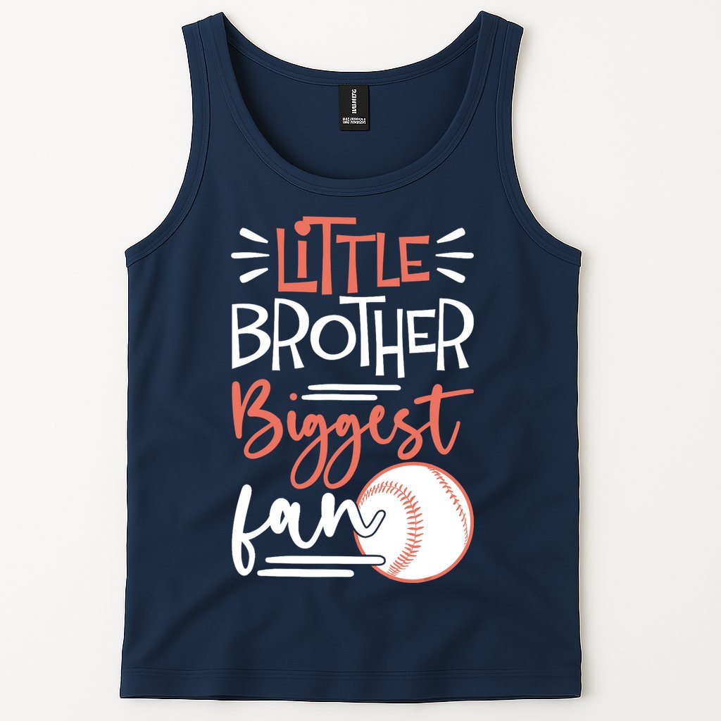 Little Brother Biggest Fan Baseball Season Tank Top