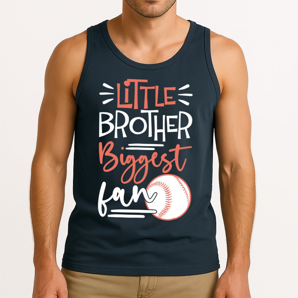Little Brother Biggest Fan Baseball Season Tank Top