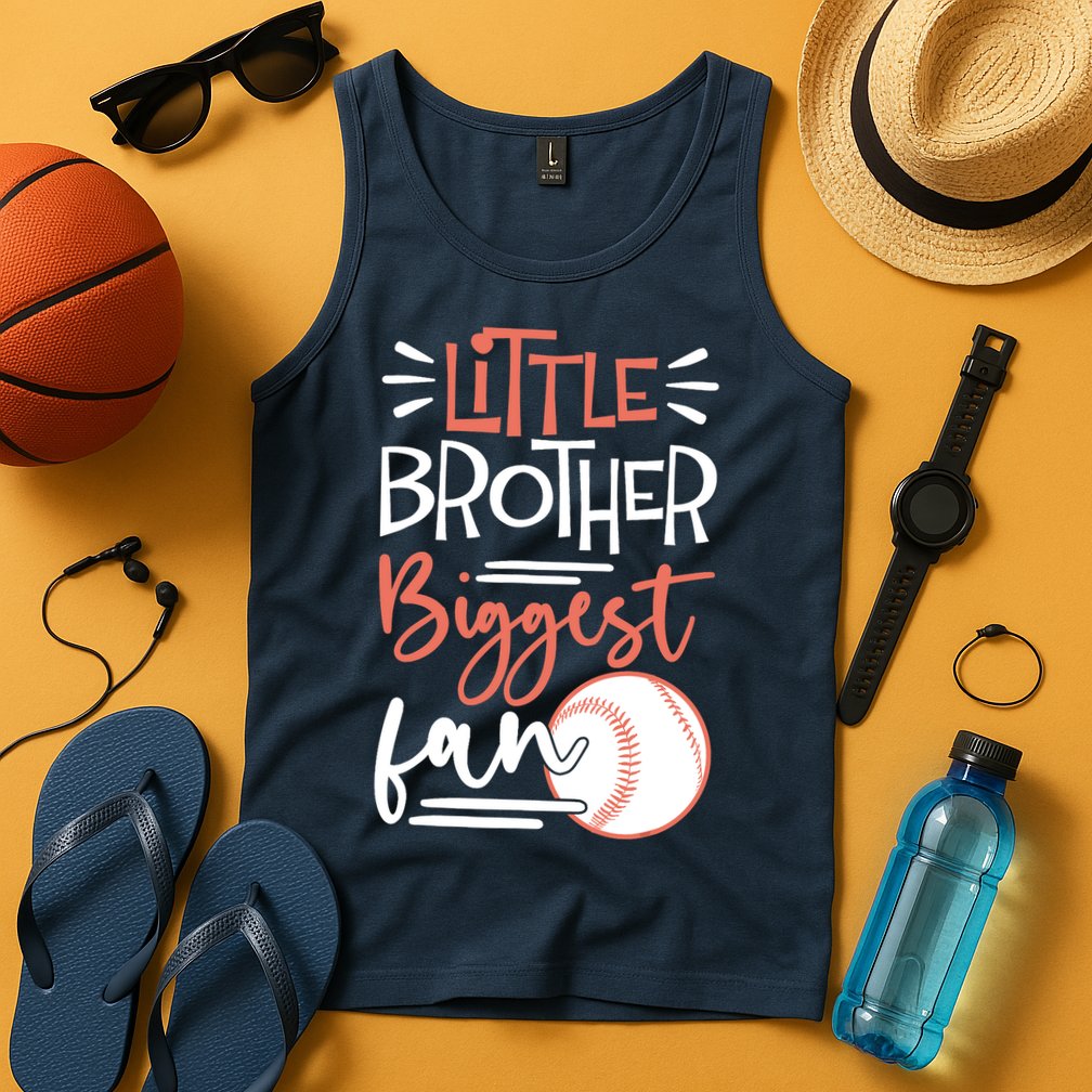 Little Brother Biggest Fan Baseball Season Tank Top