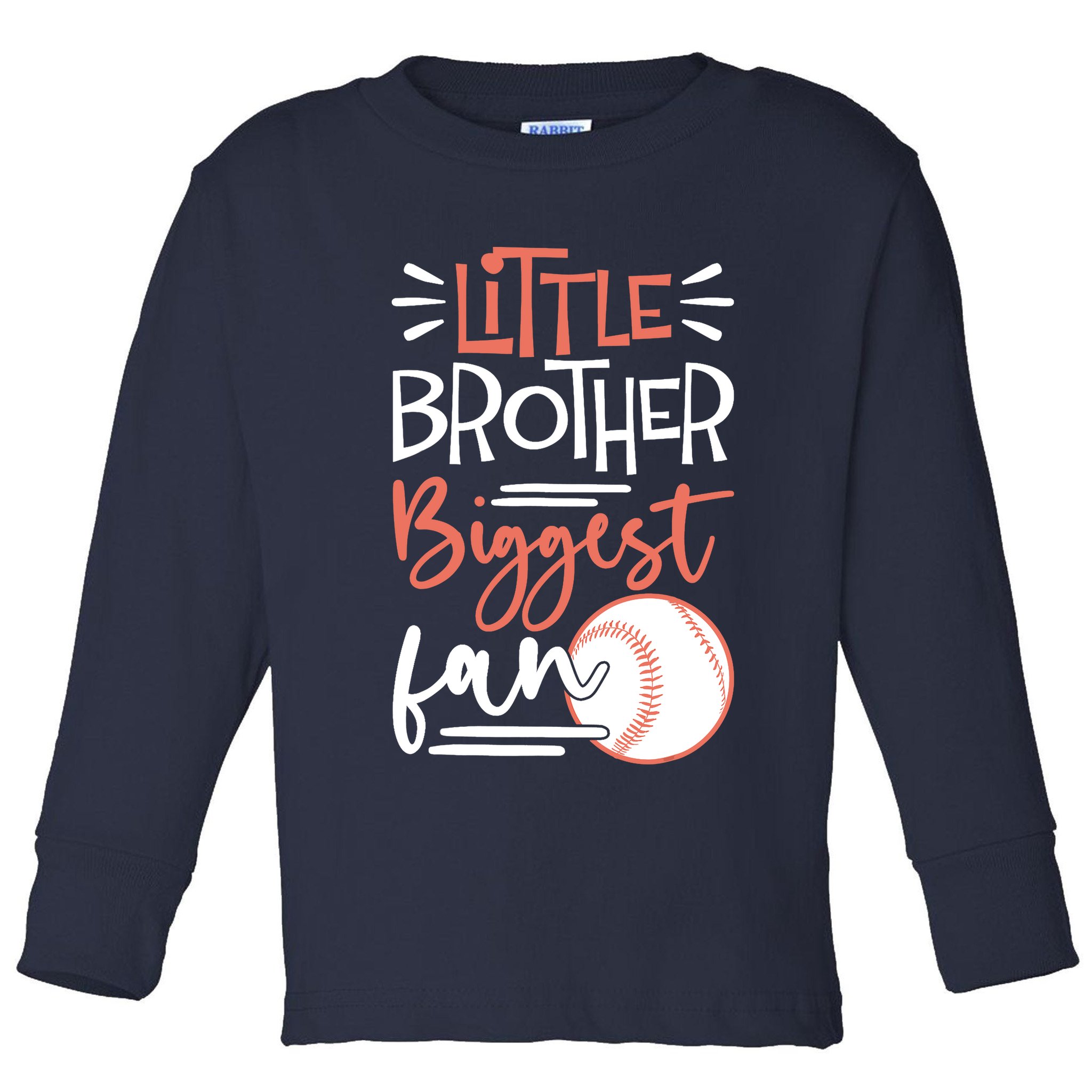 Little Brother Biggest Fan Baseball Season Toddler Long Sleeve Shirt