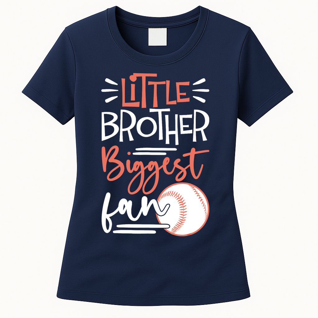 Little Brother Biggest Fan Baseball Season Womens T-Shirt