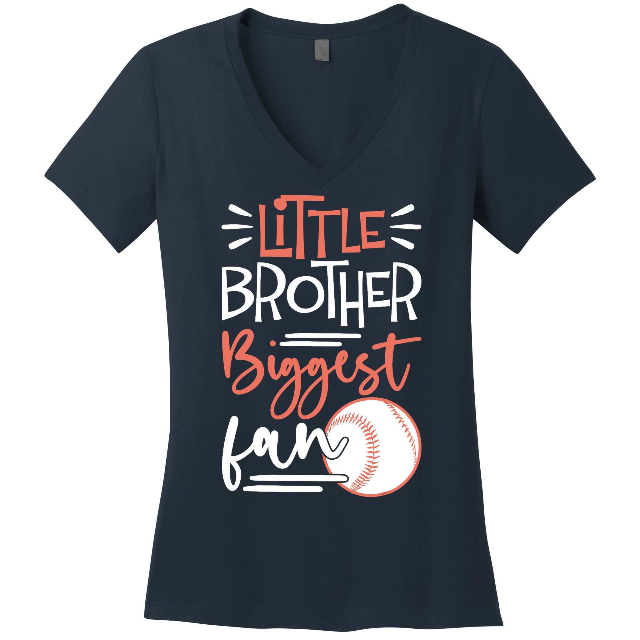 Little Brother Biggest Fan Baseball Season Women's V-Neck T-Shirt