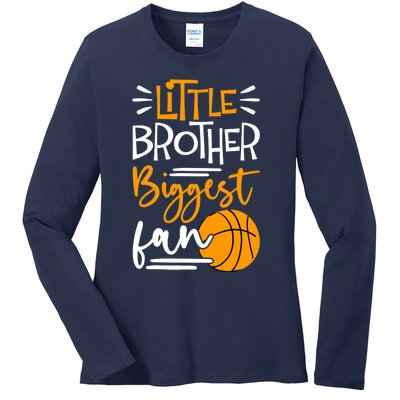 Little Brother Biggest Fan Basketball, Basketball Ladies Long Sleeve Shirt