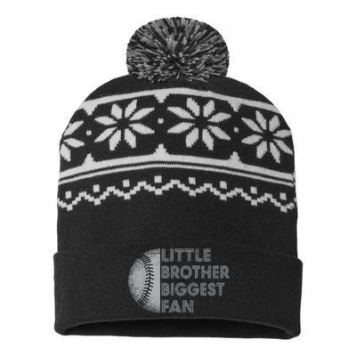 Little Brother Biggest Fan Baseball Season Gift USA-Made Snowflake Beanie