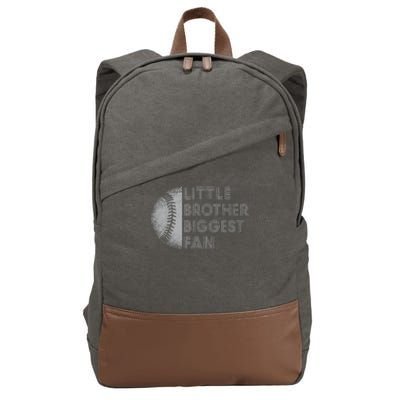 Little Brother Biggest Fan Baseball Season Gift Cotton Canvas Backpack