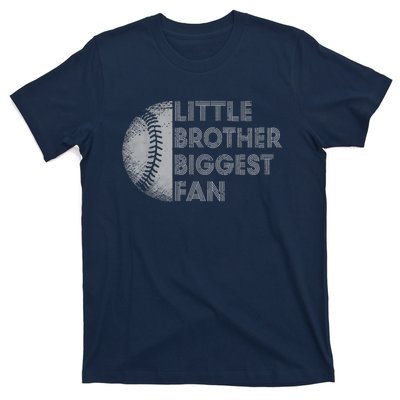 Little Brother Biggest Fan Baseball Season Gift T-Shirt