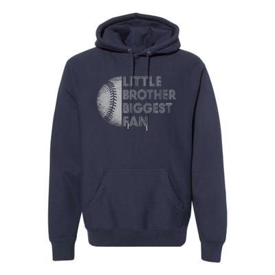 Little Brother Biggest Fan Baseball Season Gift Premium Hoodie