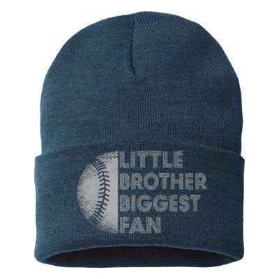 Little Brother Biggest Fan Baseball Season Gift Sustainable Knit Beanie