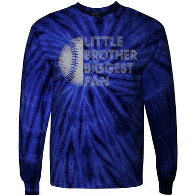 Little Brother Biggest Fan Baseball Season Gift Tie-Dye Long Sleeve Shirt