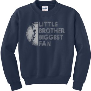 Little Brother Biggest Fan Baseball Season Gift Kids Sweatshirt