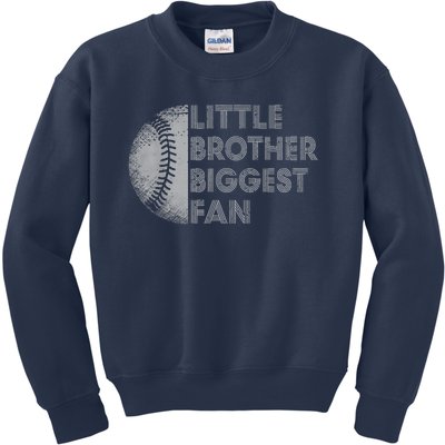 Little Brother Biggest Fan Baseball Season Gift Kids Sweatshirt