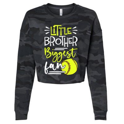 Little Brother Biggest Fan Softball, Softball Cropped Pullover Crew