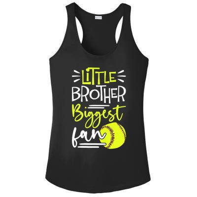 Little Brother Biggest Fan Softball, Softball Ladies PosiCharge Competitor Racerback Tank