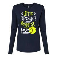 Little Brother Biggest Fan Softball, Softball Womens Cotton Relaxed Long Sleeve T-Shirt