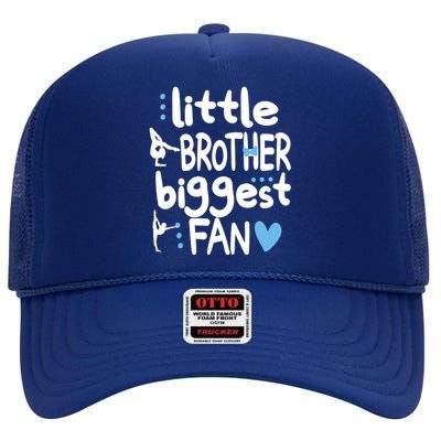 Little Brother Biggest Fan Gymnastics Brother Of A Gymnast High Crown Mesh Back Trucker Hat