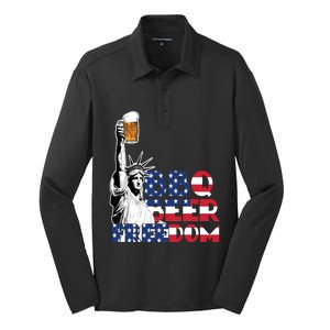 Liberties Bbq Beer Freedom 4th Of July Ing Beer Lovers Gift Silk Touch Performance Long Sleeve Polo