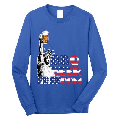 Liberties Bbq Beer Freedom 4th Of July Ing Beer Lovers Gift Long Sleeve Shirt