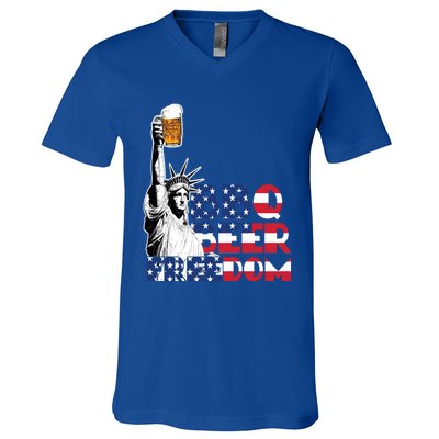 Liberties Bbq Beer Freedom 4th Of July Ing Beer Lovers Gift V-Neck T-Shirt