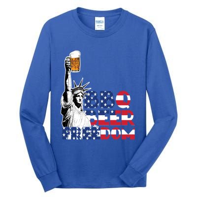 Liberties Bbq Beer Freedom 4th Of July Ing Beer Lovers Gift Tall Long Sleeve T-Shirt