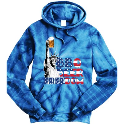 Liberties Bbq Beer Freedom 4th Of July Ing Beer Lovers Gift Tie Dye Hoodie