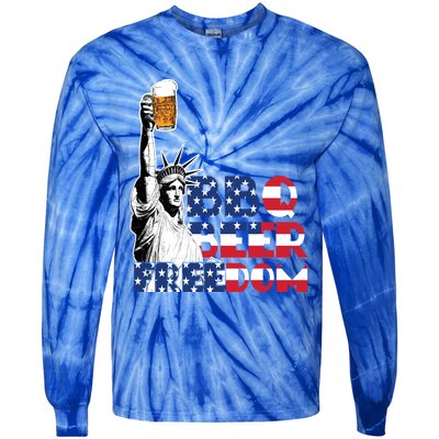 Liberties Bbq Beer Freedom 4th Of July Ing Beer Lovers Gift Tie-Dye Long Sleeve Shirt