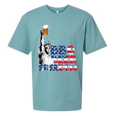 Liberties Bbq Beer Freedom 4th Of July Ing Beer Lovers Gift Sueded Cloud Jersey T-Shirt