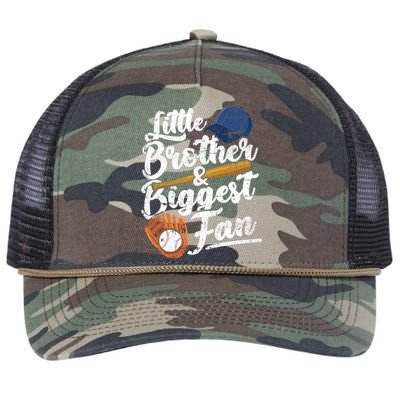 Little Brother Biggest Fan Baseball Funny Boy Retro Rope Trucker Hat Cap