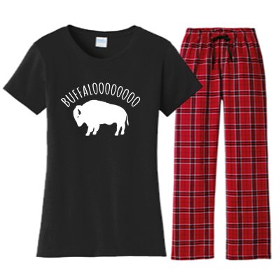 Lucky Buffalo Buffalooo Bison Nature Wildlife Design Cute Gift Women's Flannel Pajama Set