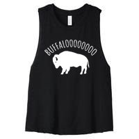 Lucky Buffalo Buffalooo Bison Nature Wildlife Design Cute Gift Women's Racerback Cropped Tank