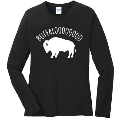 Lucky Buffalo Buffalooo Bison Nature Wildlife Design Cute Gift Ladies Long Sleeve Shirt