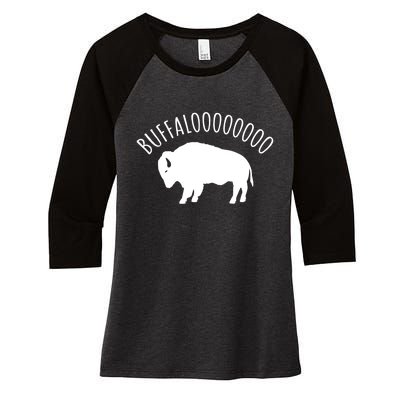 Lucky Buffalo Buffalooo Bison Nature Wildlife Design Cute Gift Women's Tri-Blend 3/4-Sleeve Raglan Shirt