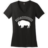 Lucky Buffalo Buffalooo Bison Nature Wildlife Design Cute Gift Women's V-Neck T-Shirt