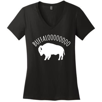 Lucky Buffalo Buffalooo Bison Nature Wildlife Design Cute Gift Women's V-Neck T-Shirt