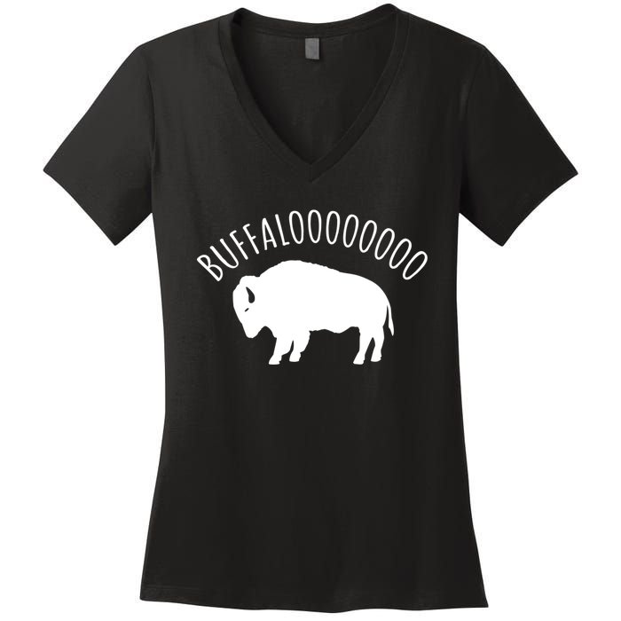 Lucky Buffalo Buffalooo Bison Nature Wildlife Design Cute Gift Women's V-Neck T-Shirt