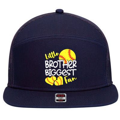 Little Brother Biggest Fan Softball, Softball 7 Panel Mesh Trucker Snapback Hat