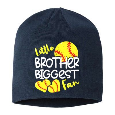 Little Brother Biggest Fan Softball, Softball Sustainable Beanie