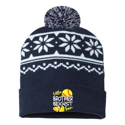 Little Brother Biggest Fan Softball, Softball USA-Made Snowflake Beanie