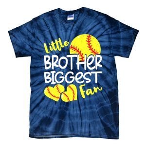 Little Brother Biggest Fan Softball, Softball Tie-Dye T-Shirt