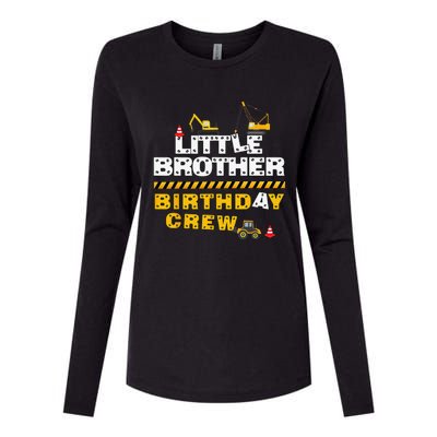 Little Brother Birthday Crew Construction Family Birthday Womens Cotton Relaxed Long Sleeve T-Shirt