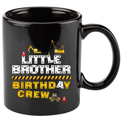 Little Brother Birthday Crew Construction Family Birthday 11oz C Handle Ceramic Mug