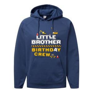 Little Brother Birthday Crew Construction Family Birthday Performance Fleece Hoodie