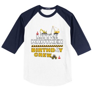 Little Brother Birthday Crew Construction Family Birthday Baseball Sleeve Shirt