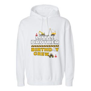 Little Brother Birthday Crew Construction Family Birthday Garment-Dyed Fleece Hoodie