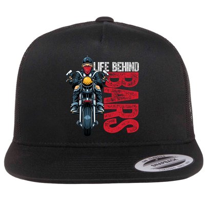 Life Behind Bars Motorcyclist Vintage Bike Chopper Gift Flatbill Hat