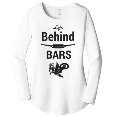 Life Behind Bars Brap Dirt Bike Motocross Women's Perfect Tri Tunic Long Sleeve Shirt