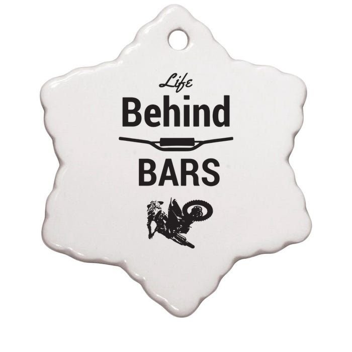 Life Behind Bars Brap Dirt Bike Motocross Ceramic Star Ornament