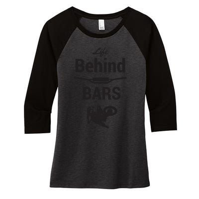 Life Behind Bars Brap Dirt Bike Motocross Women's Tri-Blend 3/4-Sleeve Raglan Shirt